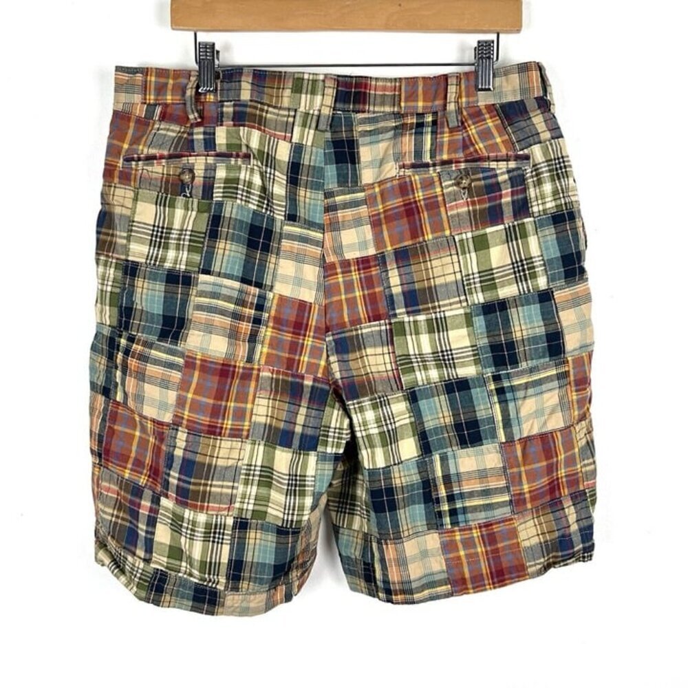 Vintage JOS A BANK‎ Shorts Men’s Sz 36 Madras Patchwork Multicolor Plaid Preppy - Picture 4 of 11